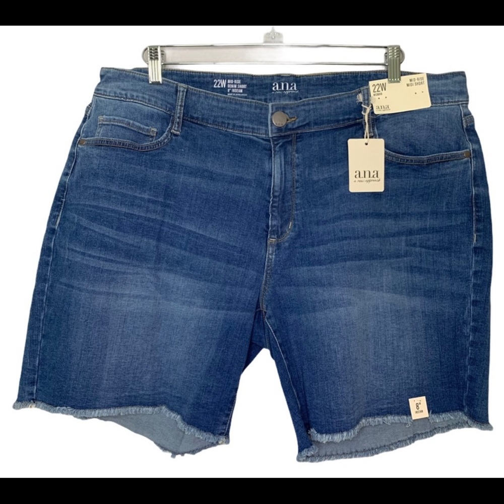 NWT - A.N.A Mid Rise MIDI Blue Denim Jean Shorts 22